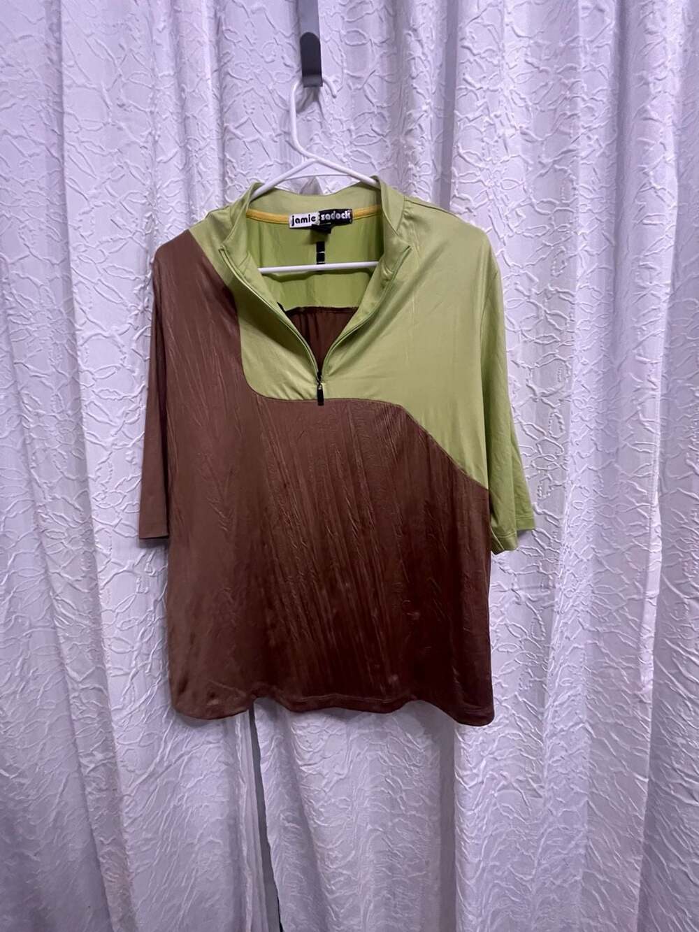 Jamie Sadock Golf Polo Shirt Size XL Green Brown Colorblock Half-Zip